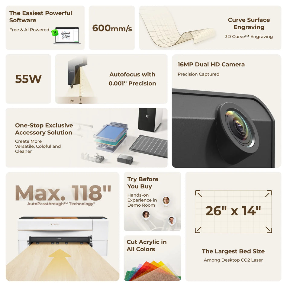 xTool P2S 55W CO2 Laser Cutter